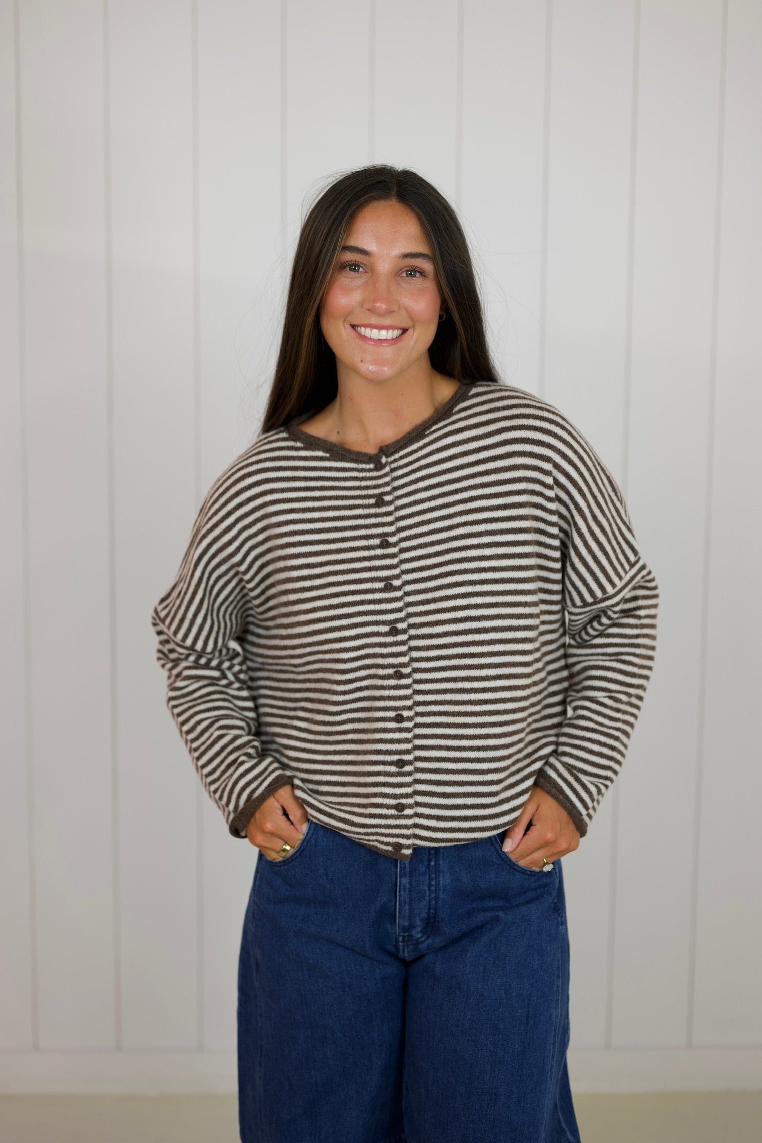 Brown Drop Shoulder Cardigan