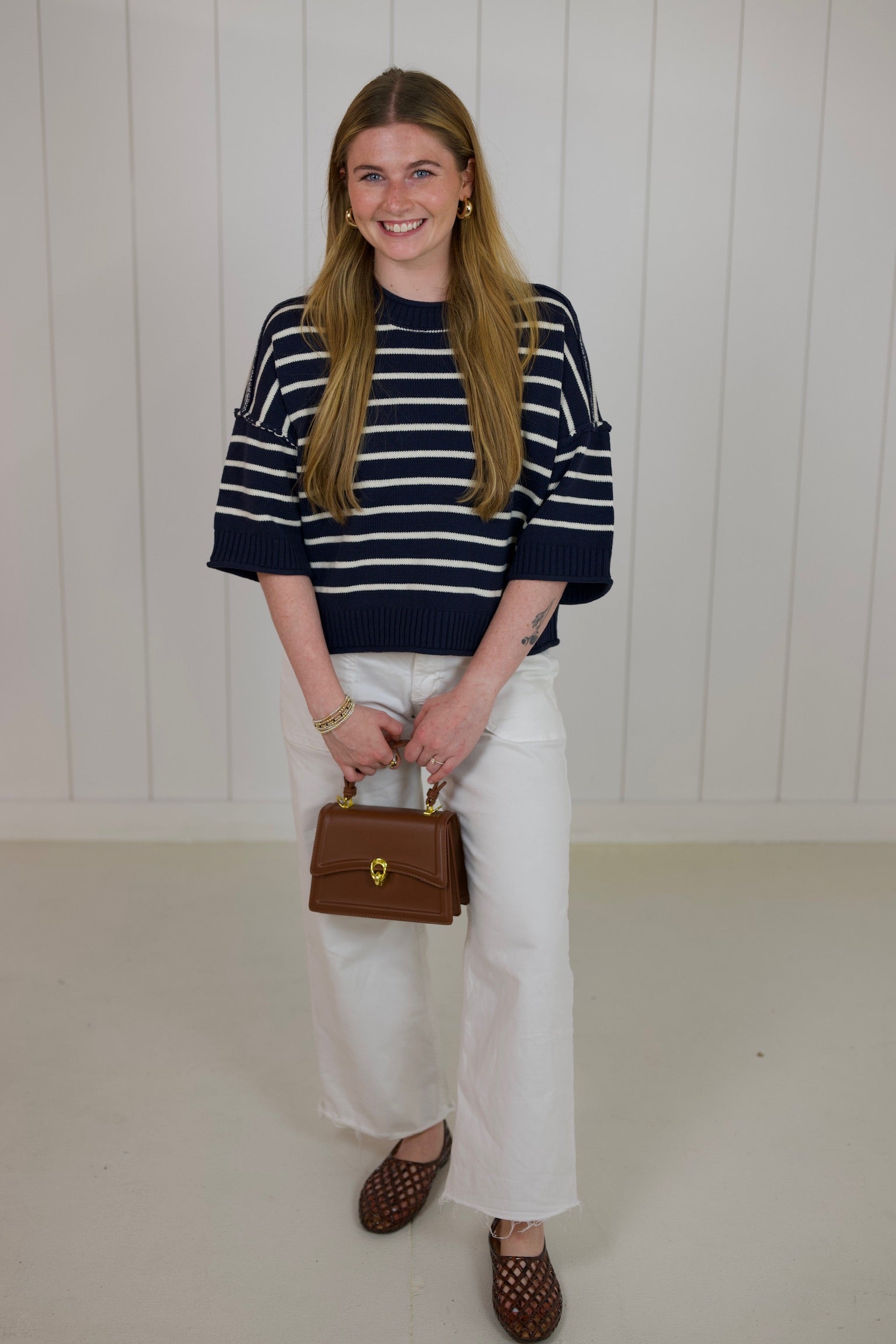 Navy Stripe Short Sweater