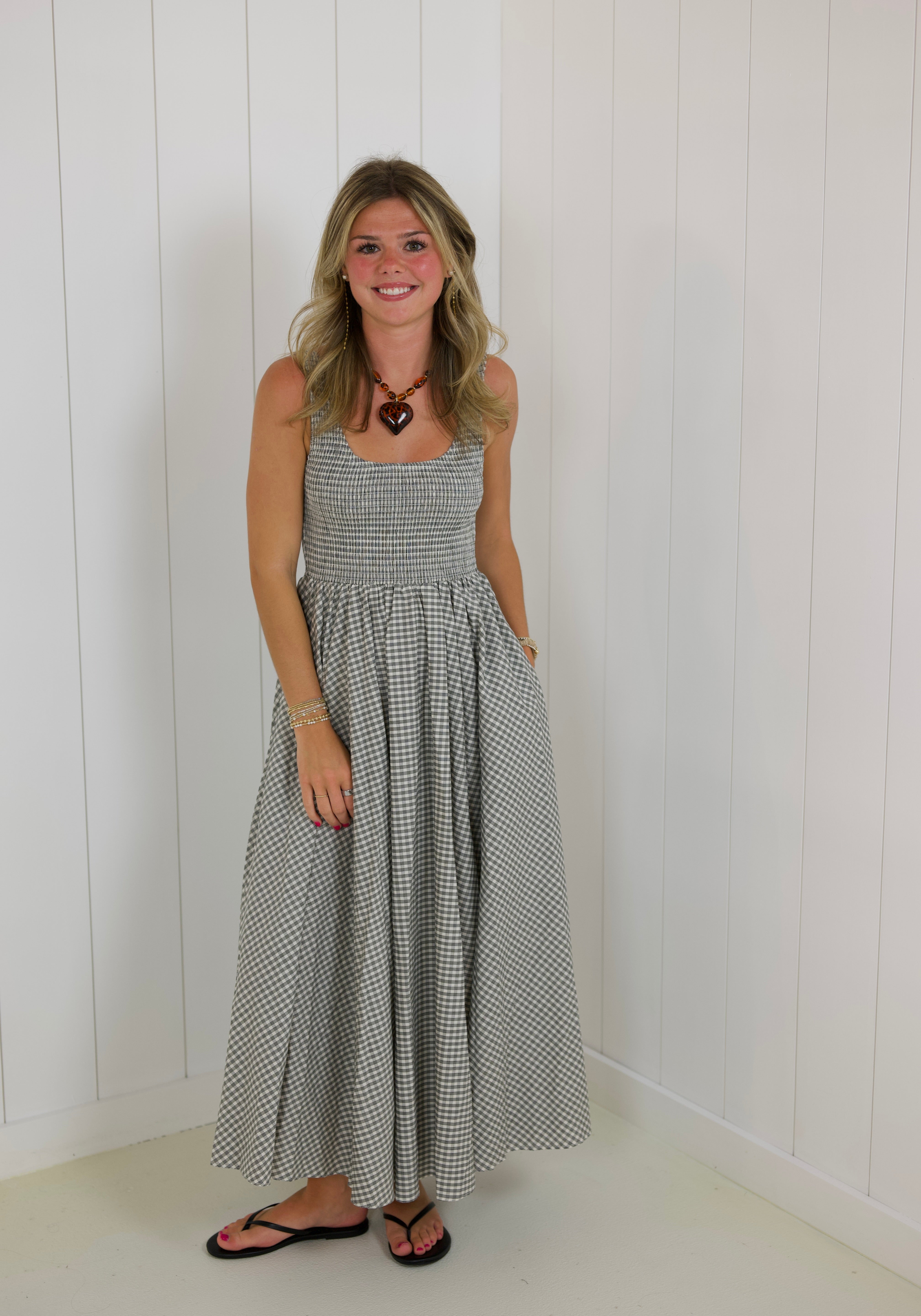 Ella Sleeveless Gingham Maxi Dress