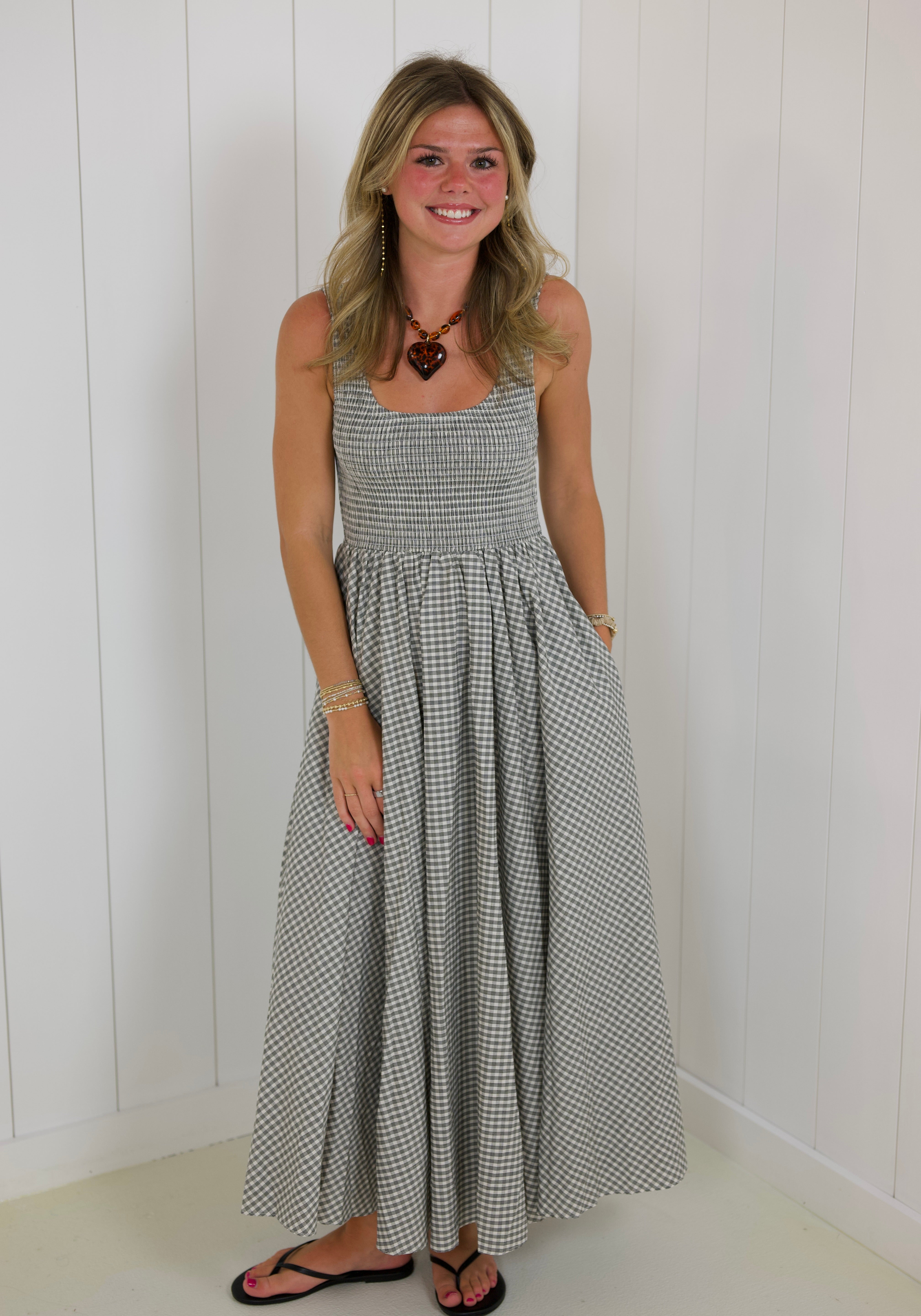 Ella Sleeveless Gingham Maxi Dress