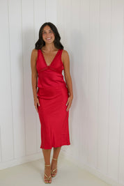 Red Satin Skirt Set