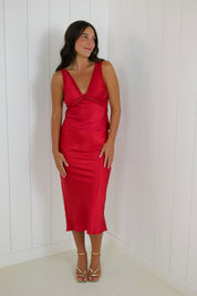 Red Satin Skirt Set