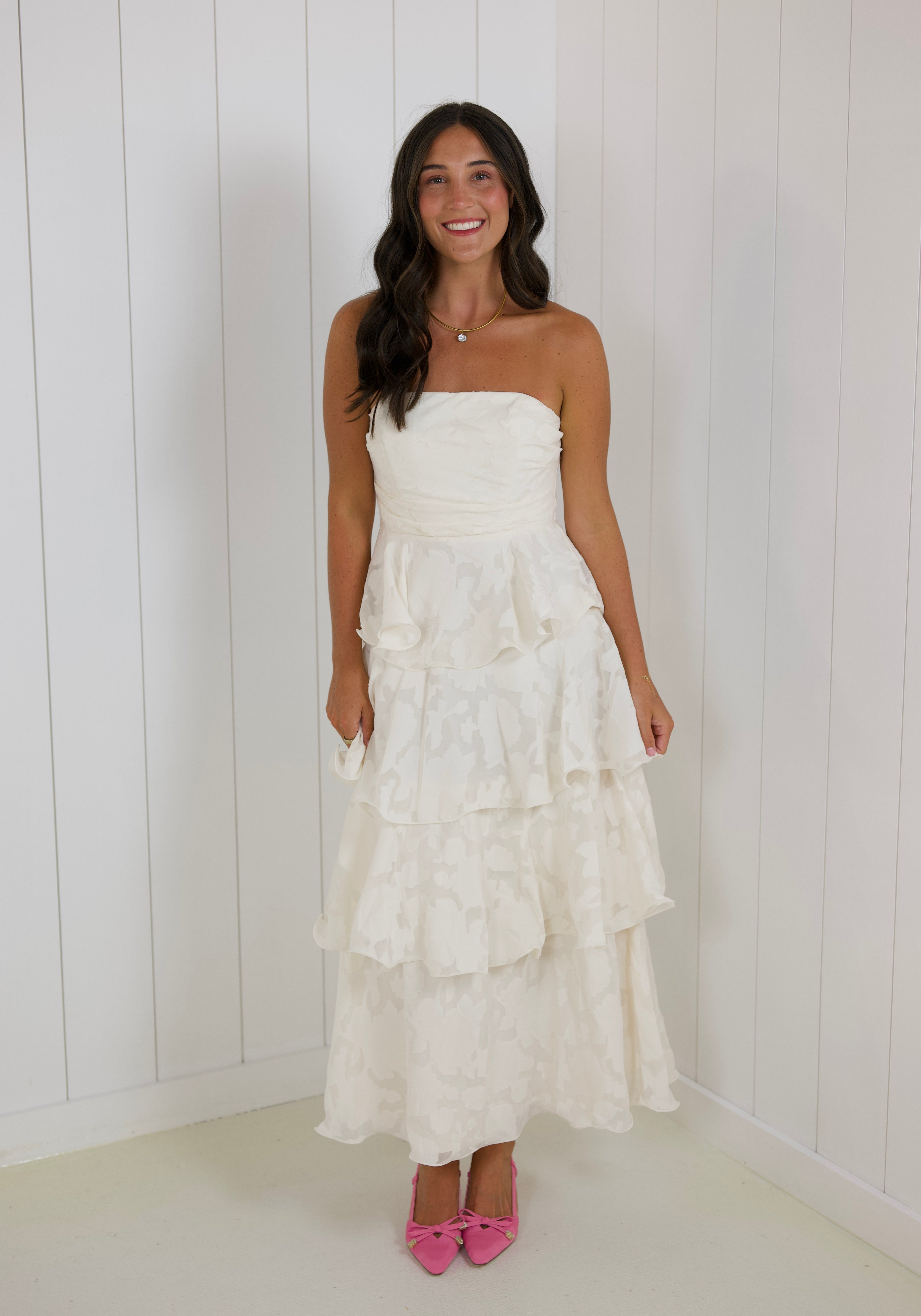 Jacquard Tiered Maxi Dress