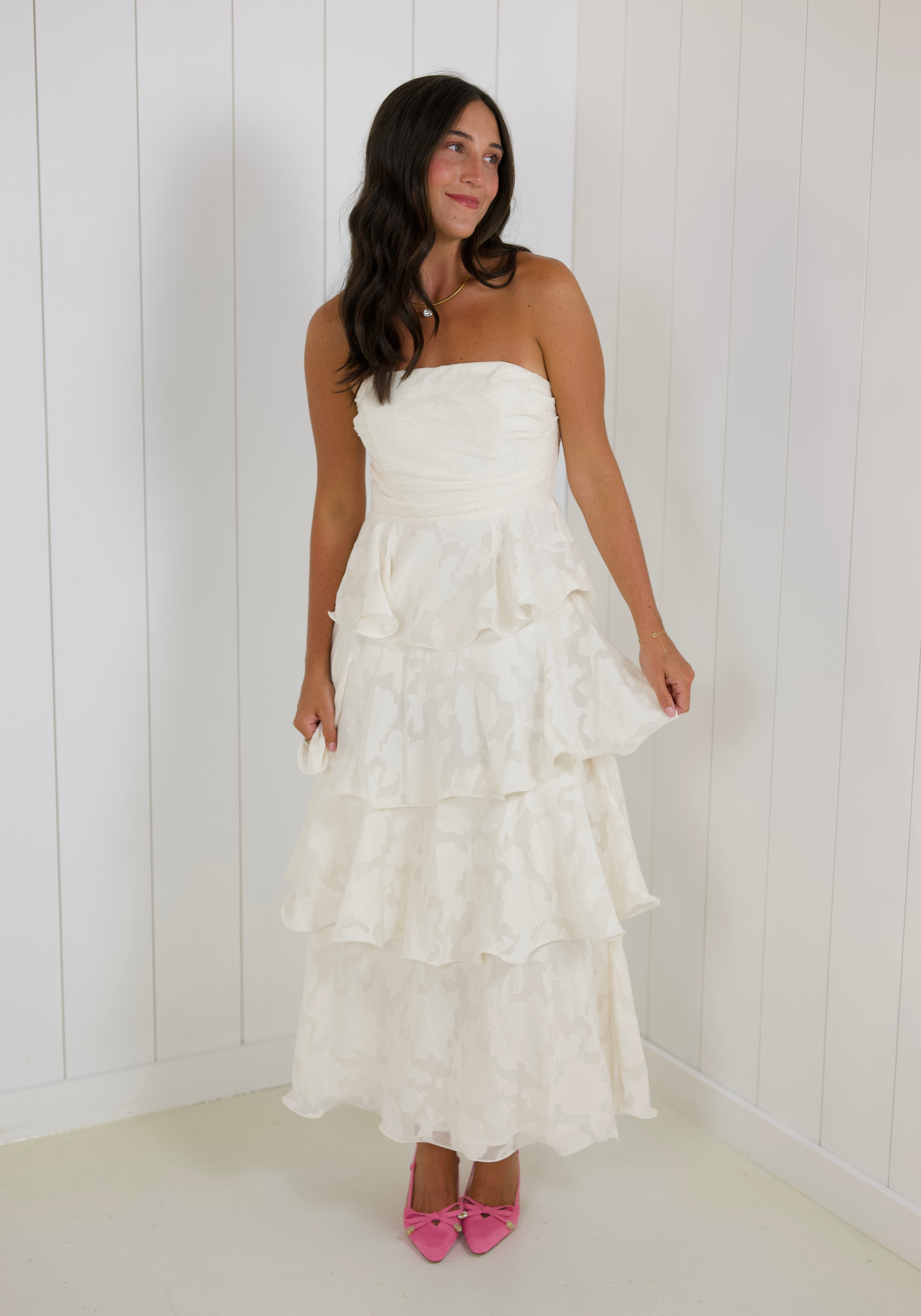 Jacquard Tiered Maxi Dress