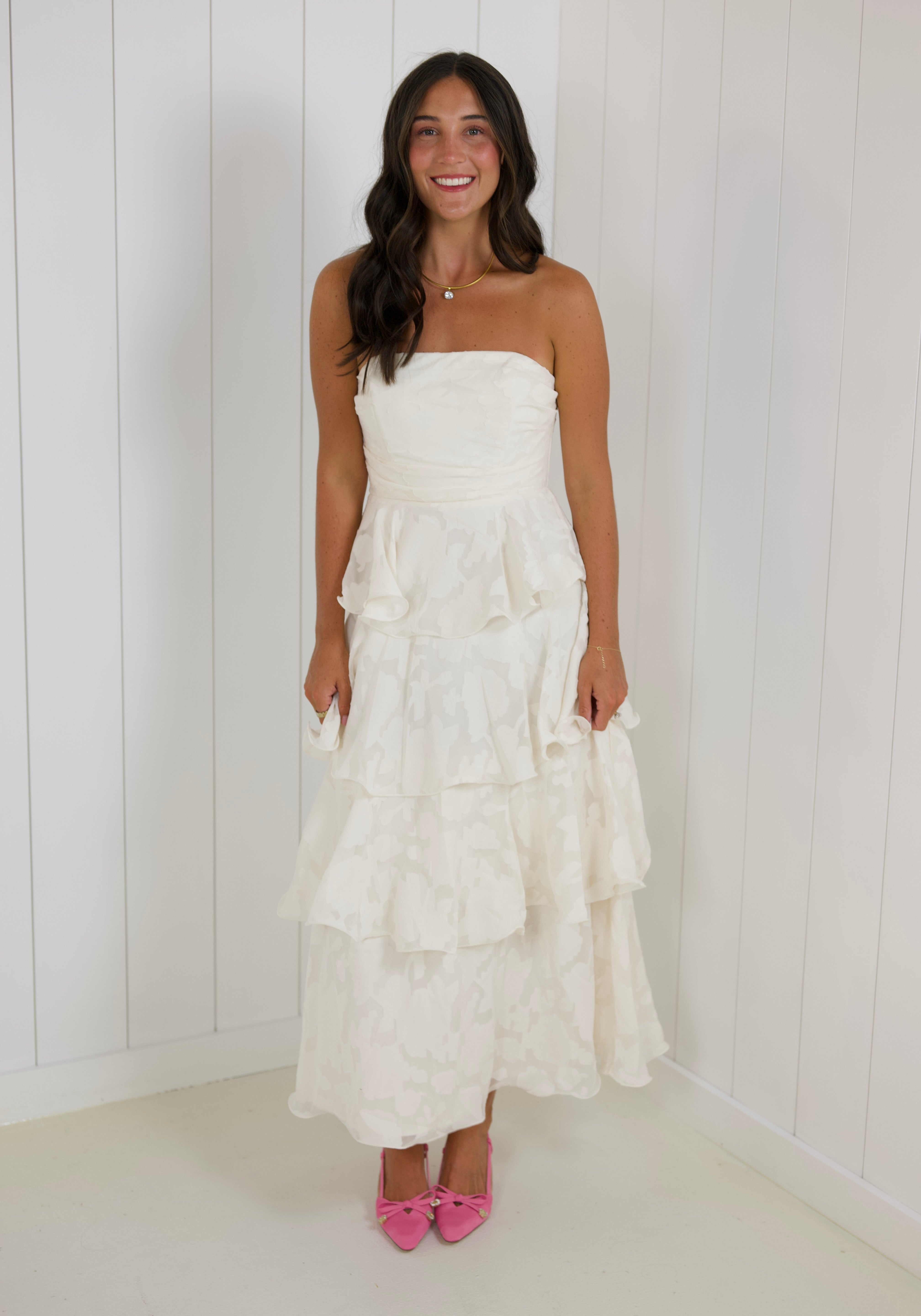 Jacquard Tiered Maxi Dress