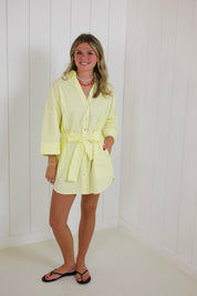 Yellow Tie Waist Mini Dress