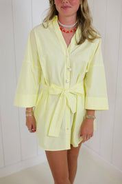 Yellow Tie Waist Mini Dress