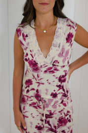 Purple Floral Skirt Set