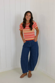 Orange Striped Baby Tee