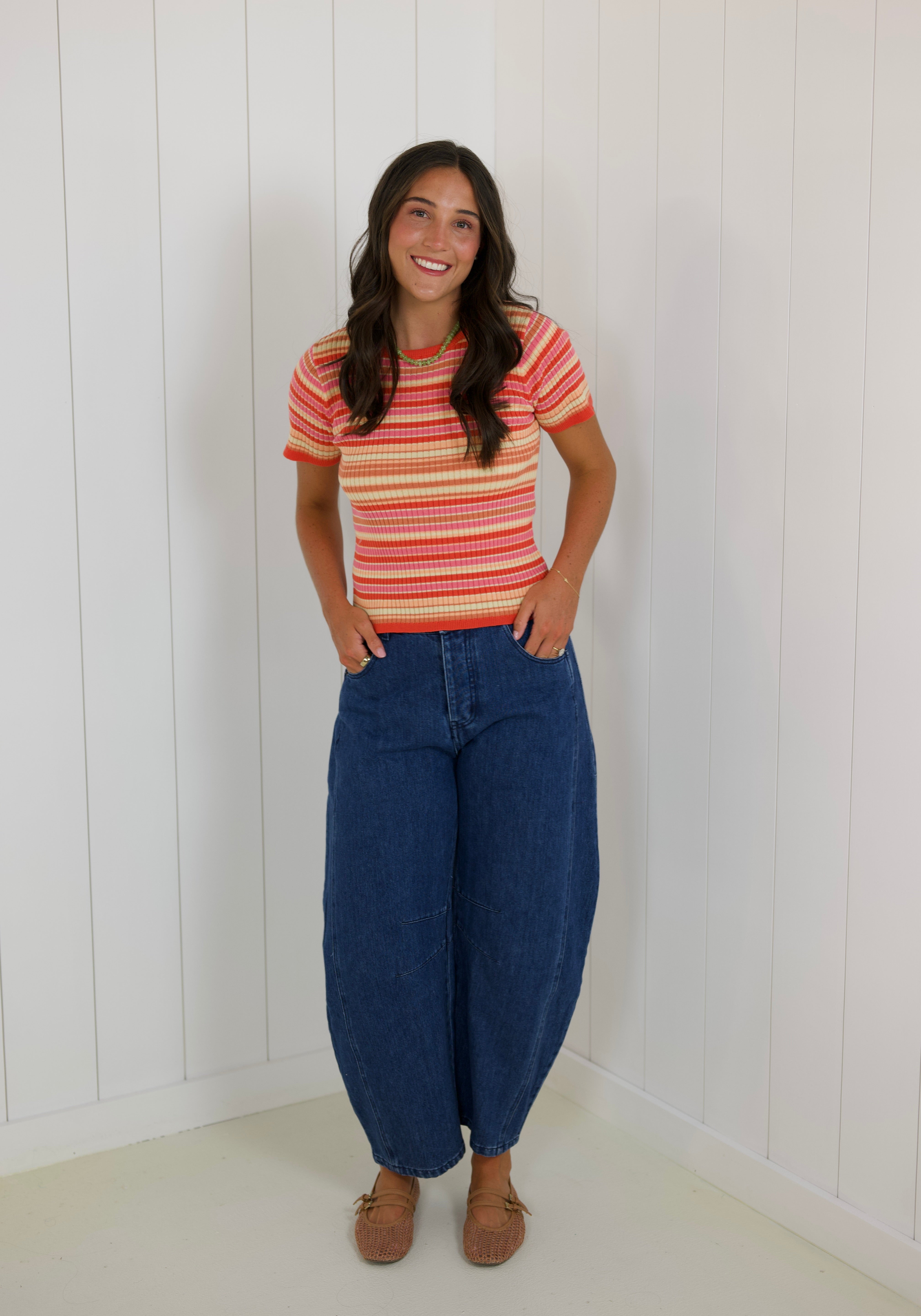 Orange Striped Baby Tee