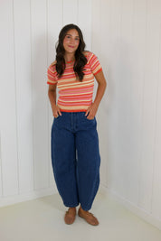 Orange Striped Baby Tee