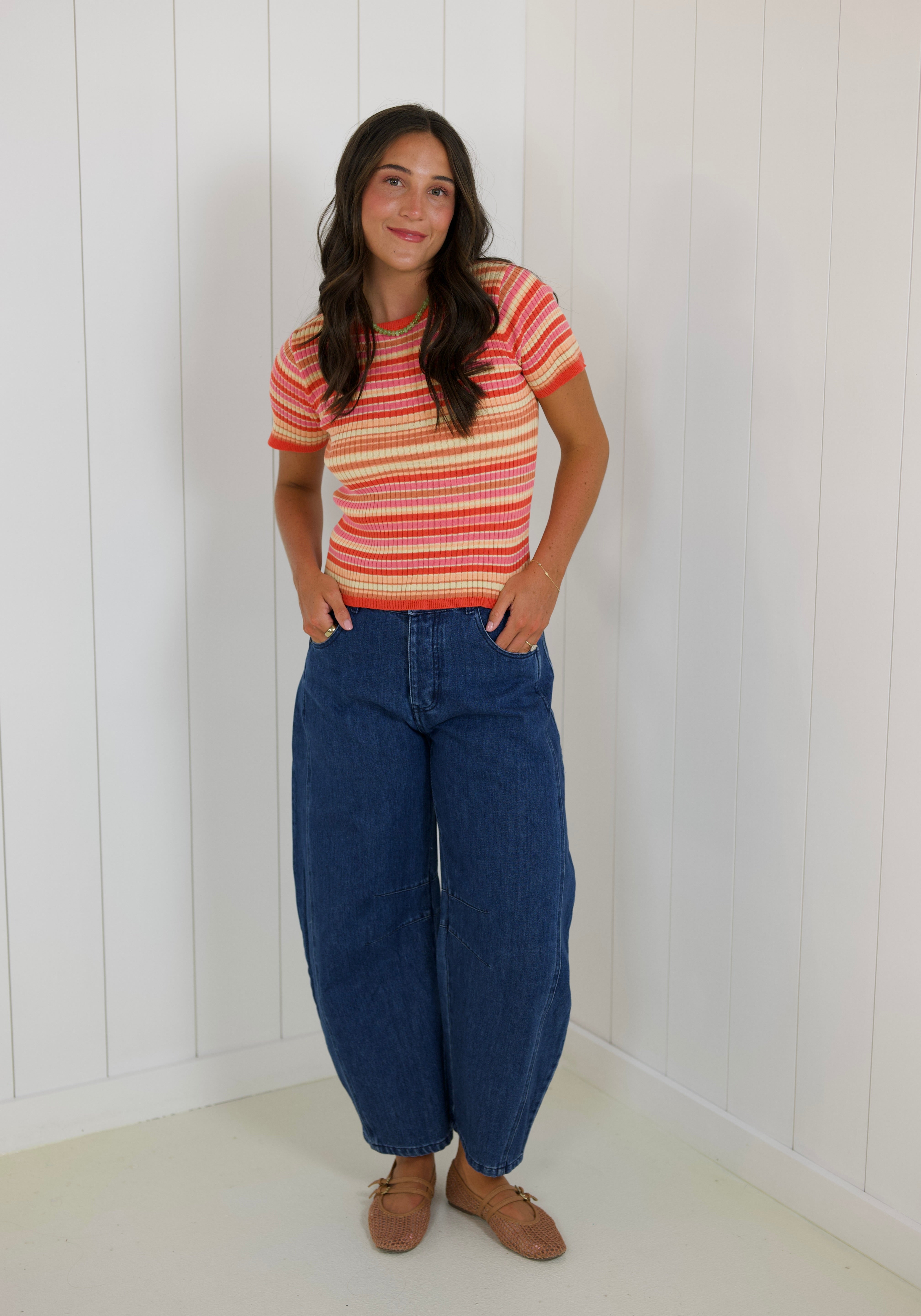 Orange Striped Baby Tee