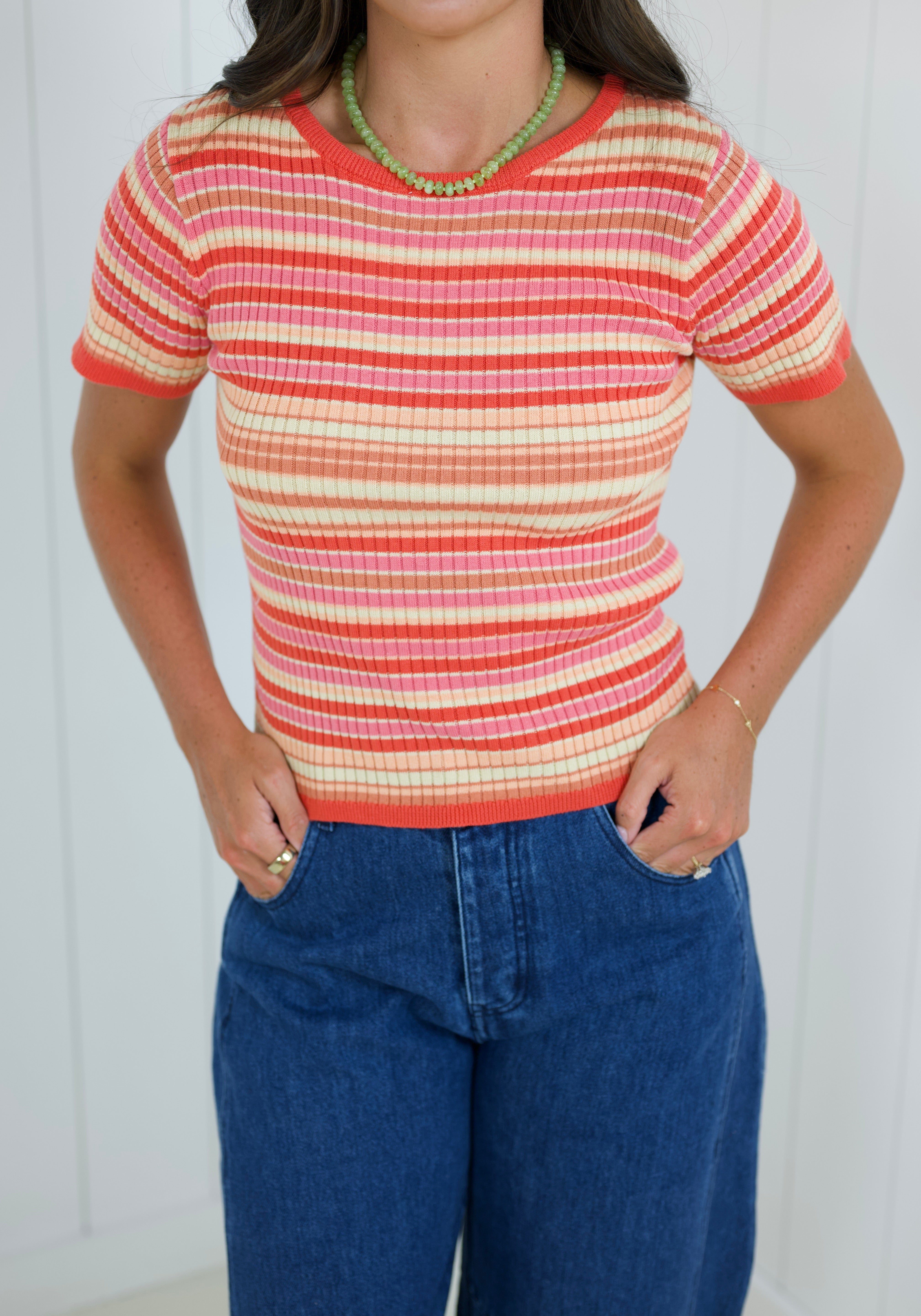 Orange Striped Baby Tee