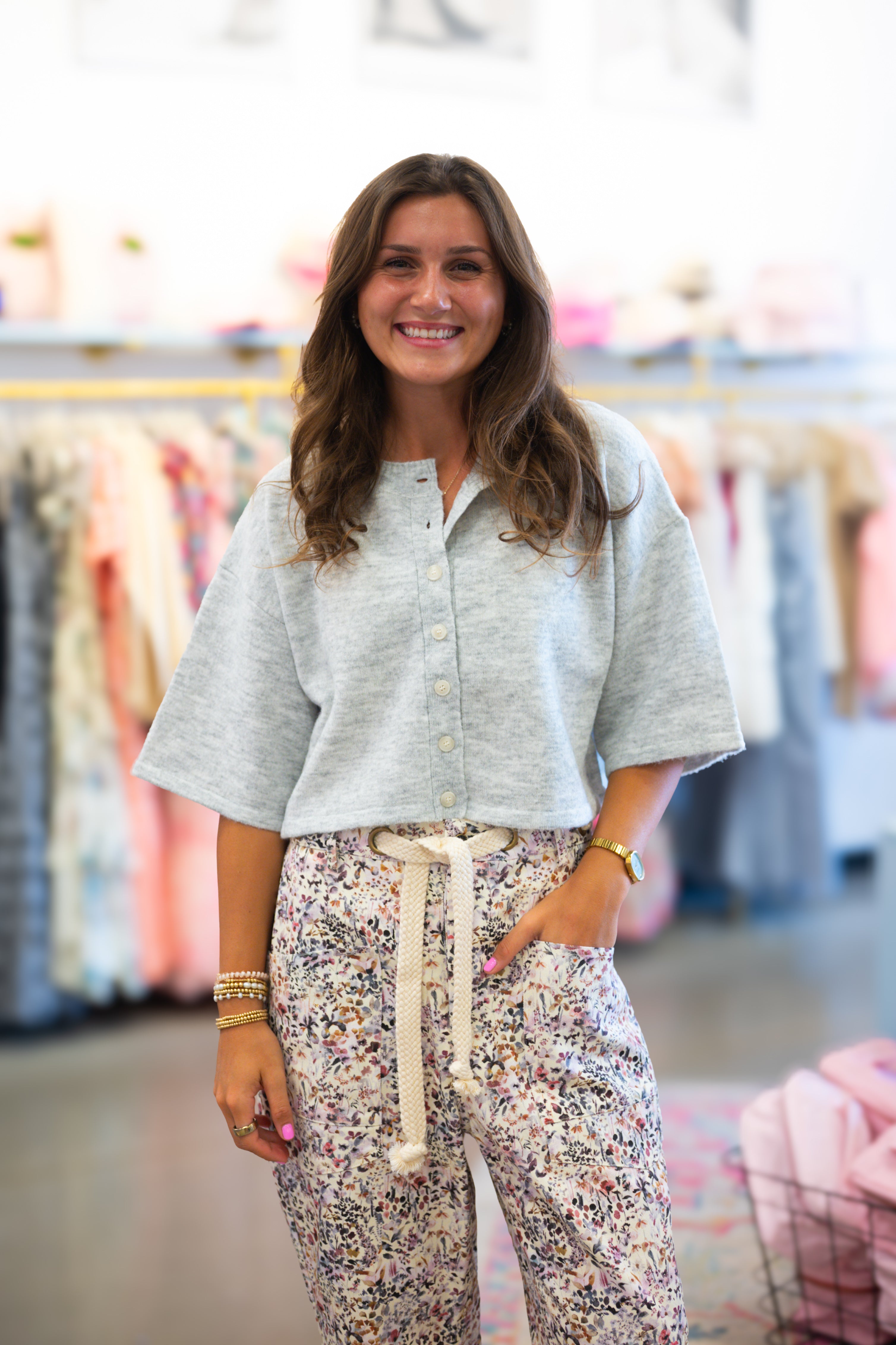 Gray Half Sleeve Crop Cardigan