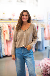 Brown V-neck Cardigan