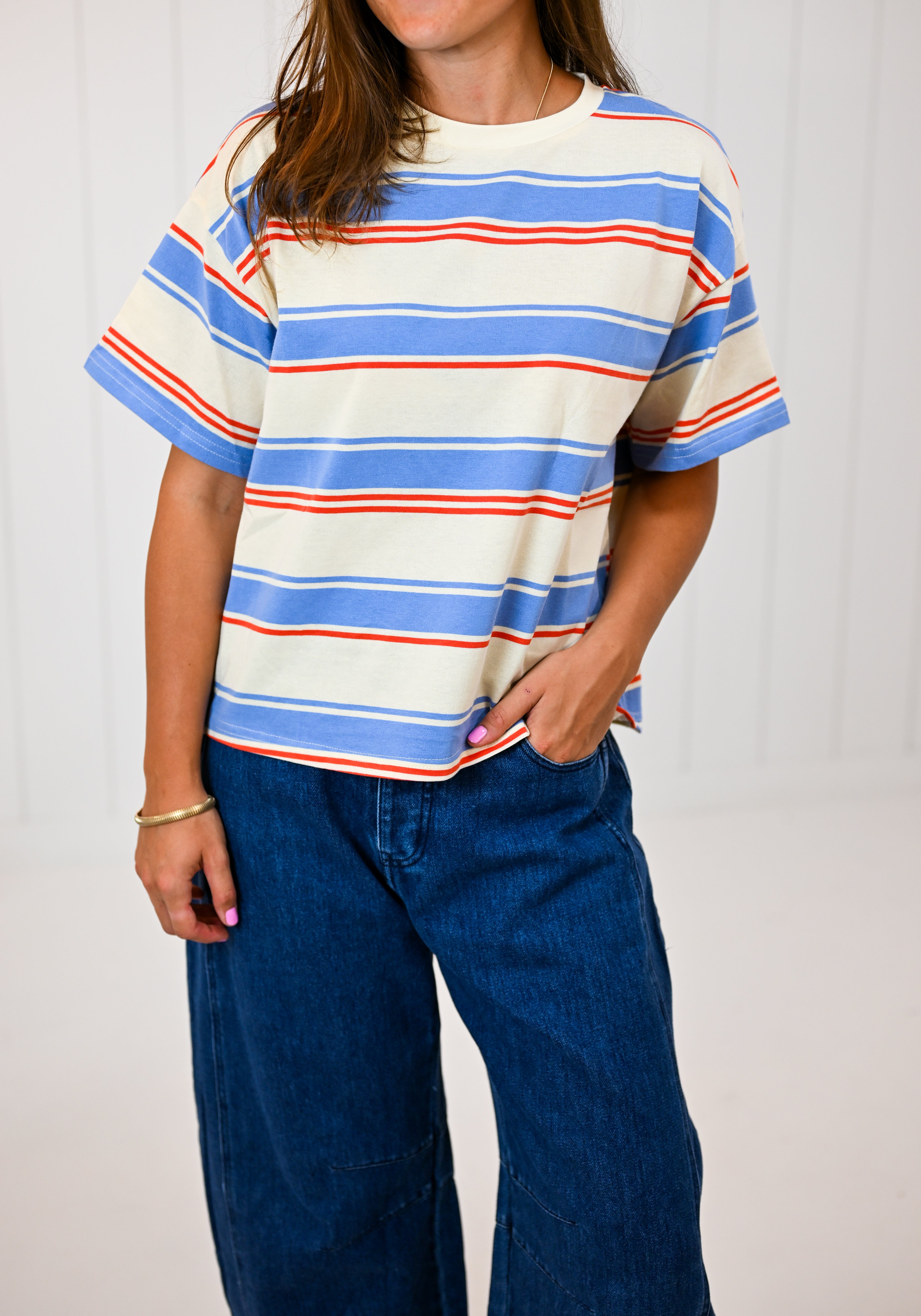 Multi Striped Short Sleeve Tee