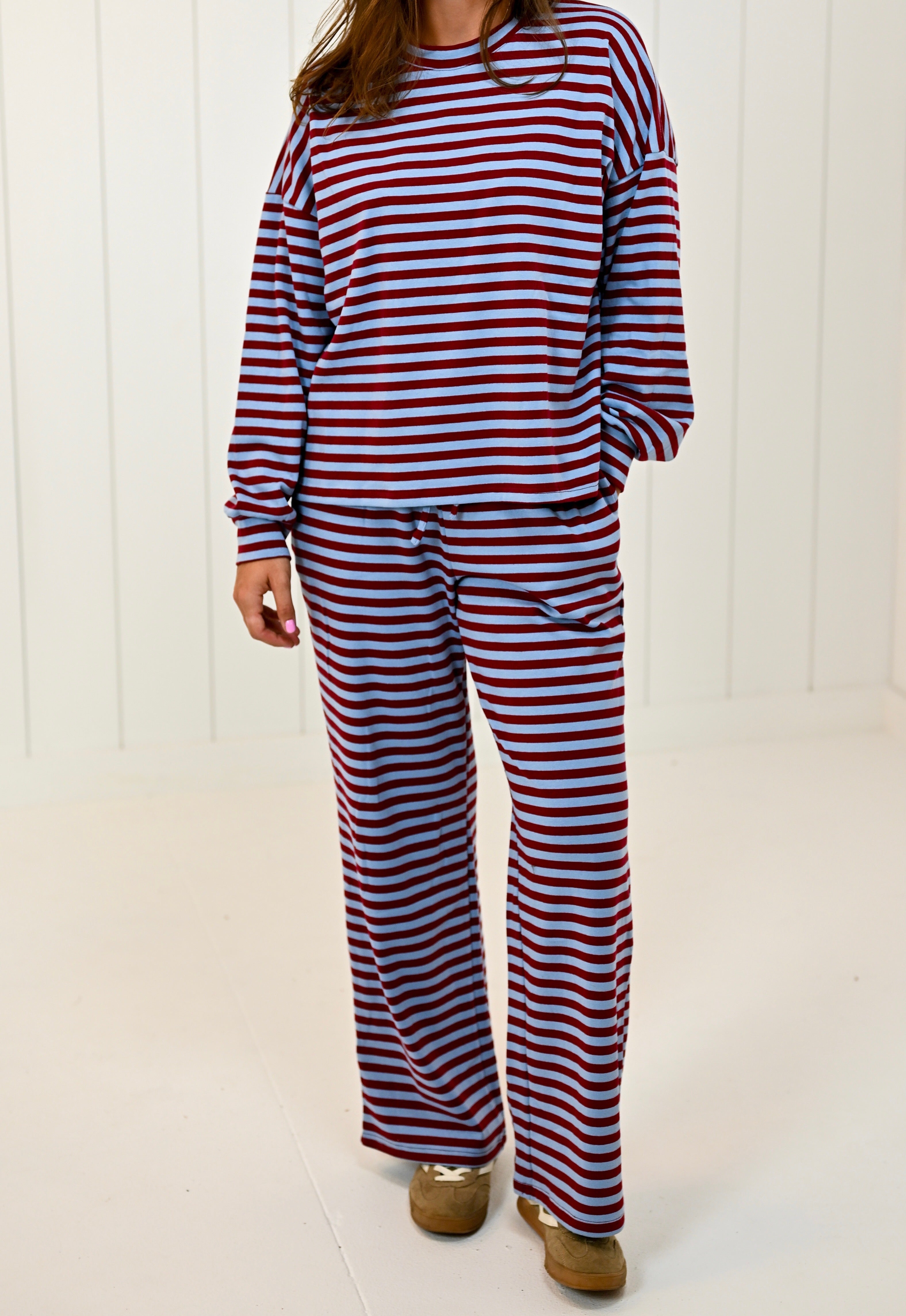 Red & Blue Stripe Pant Set