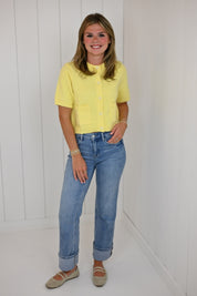 Yellow Knit Cardigan Top