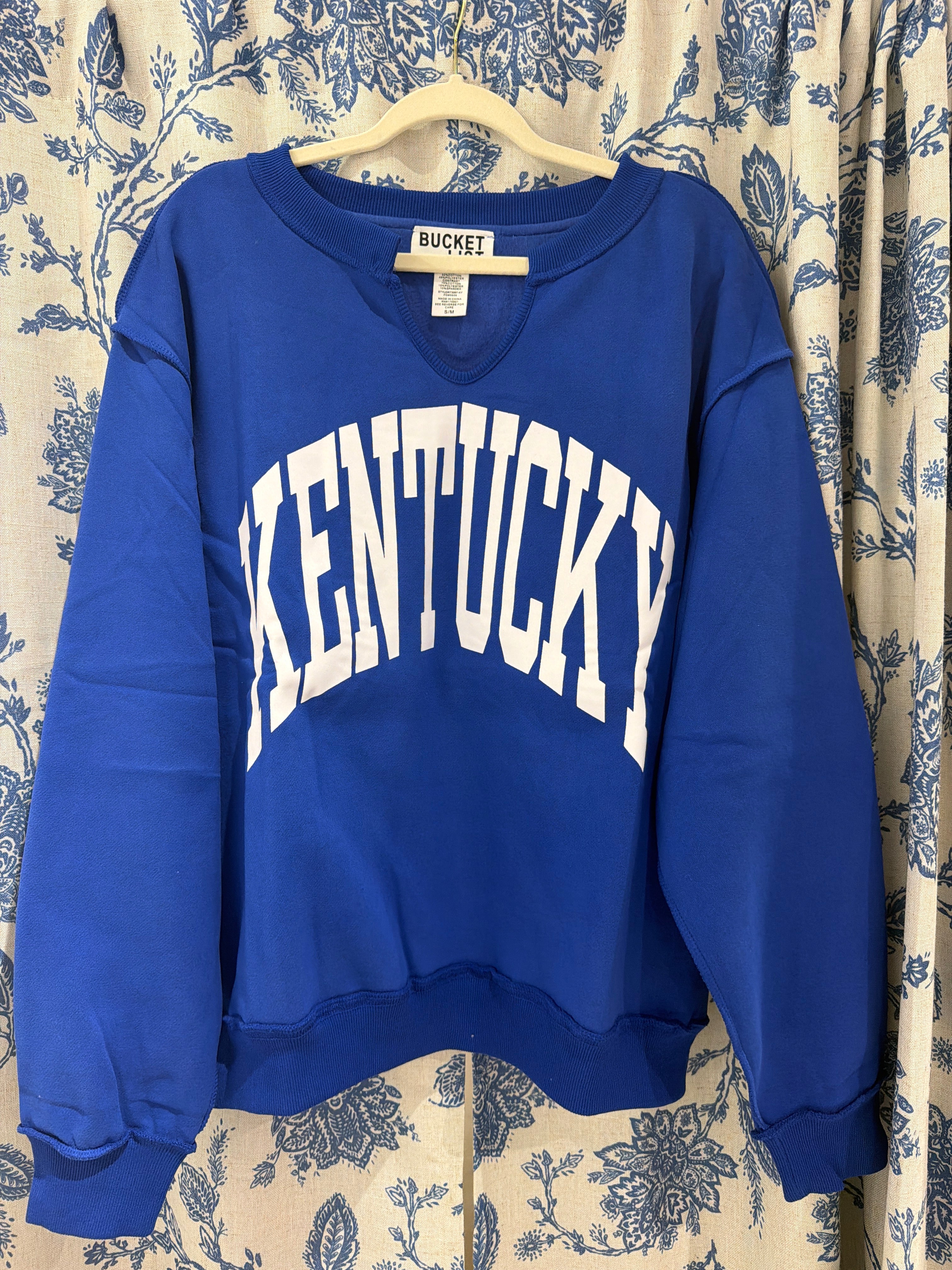 Blue Kentucky Split-Neck Sweatshirt