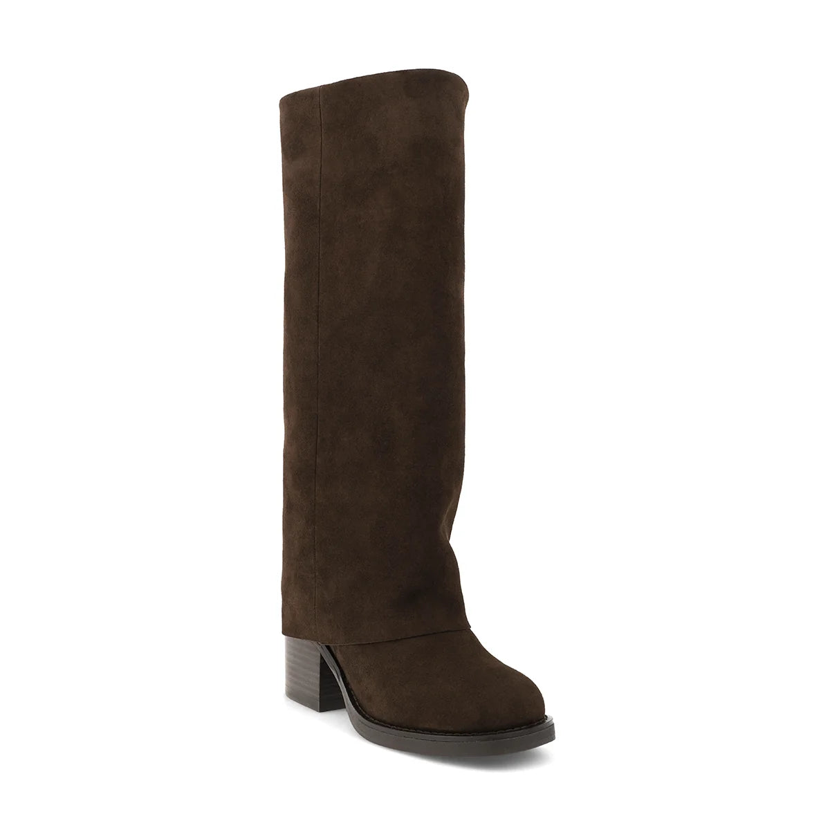 Brown Knee High Block Heel Boots at Ninety Nine Boutique, view 2