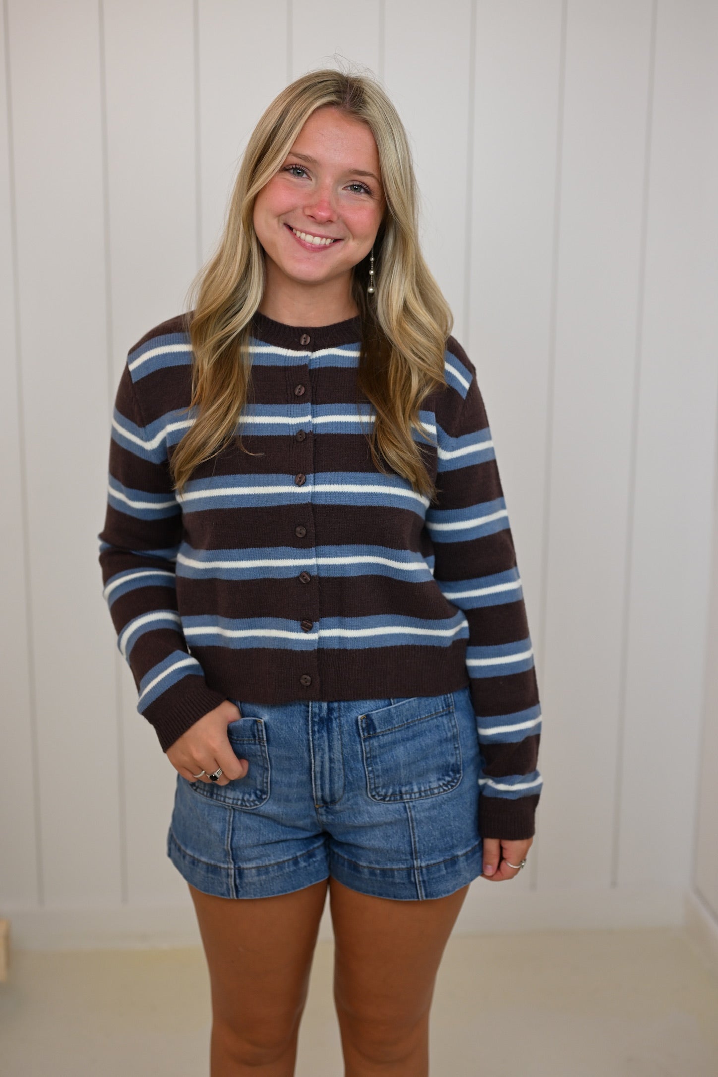 Brown Multi Striped Cardigan