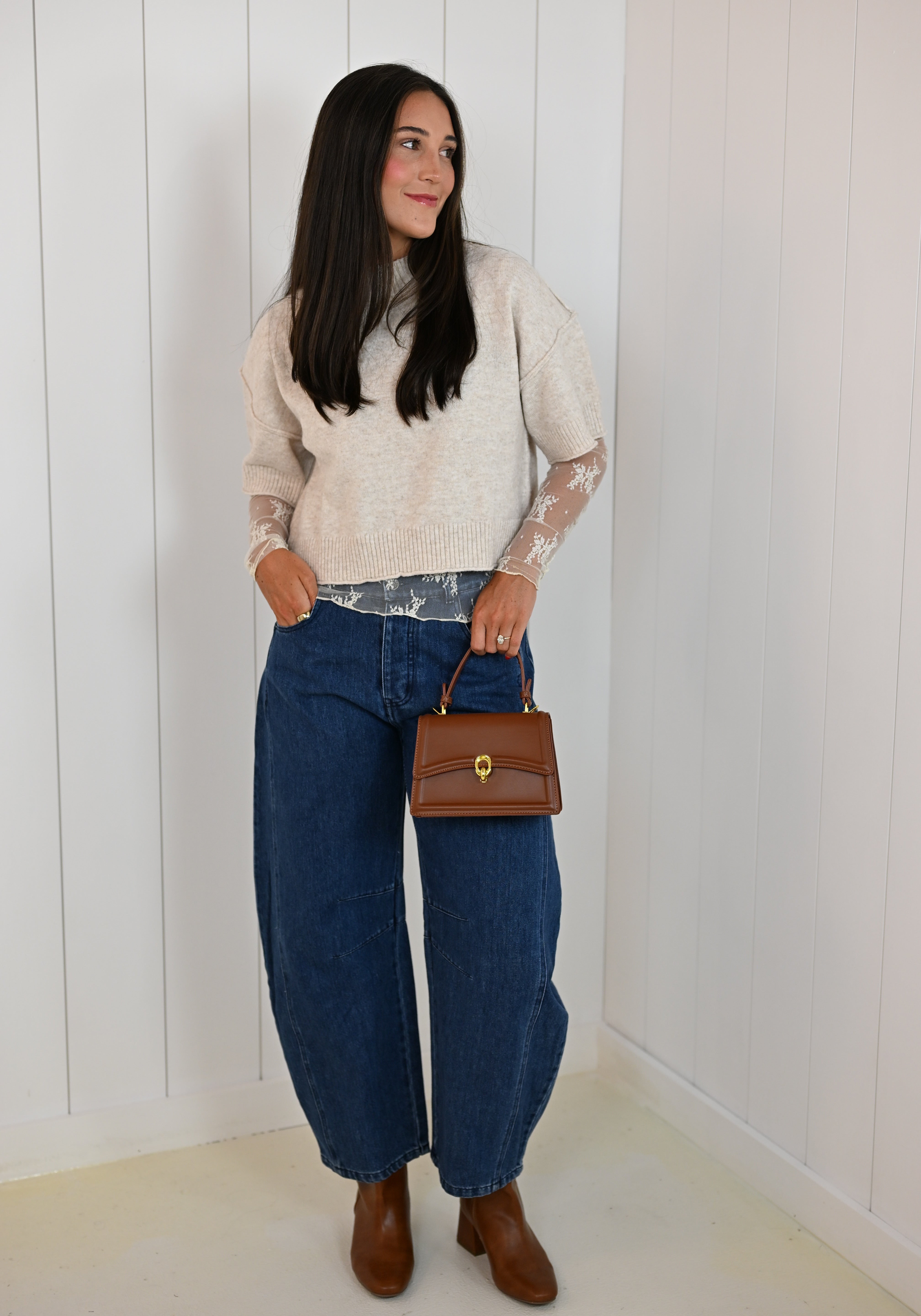 White Lace Long Sleeve Top