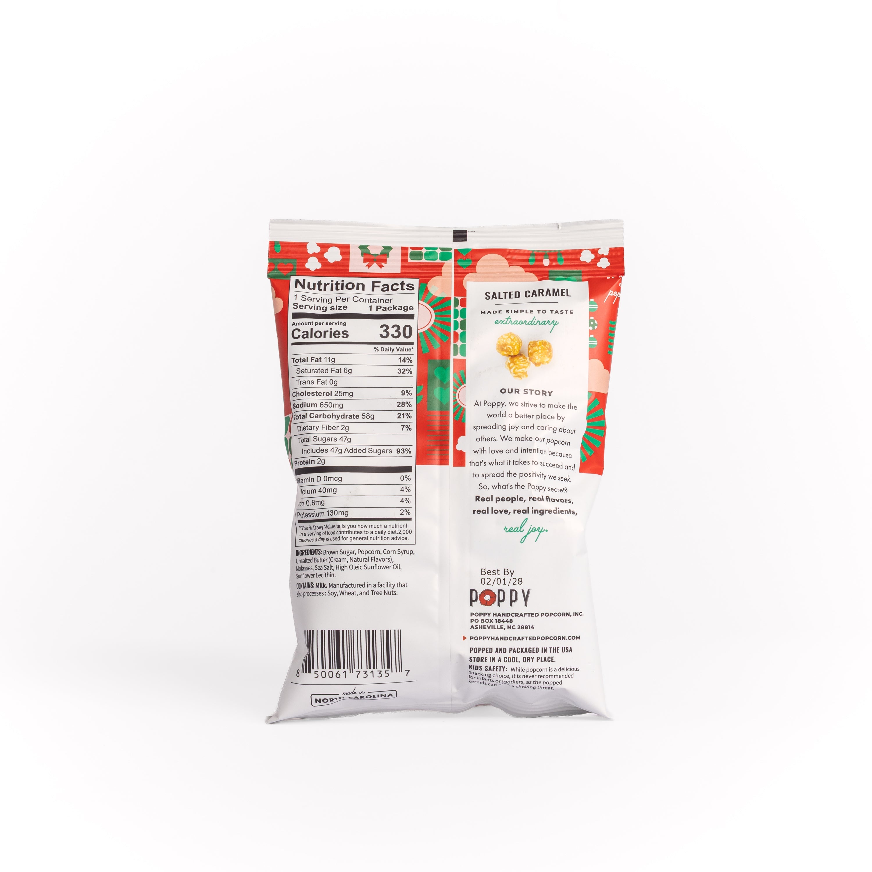 Holiday Salted Caramel Popcorn Snack Bag