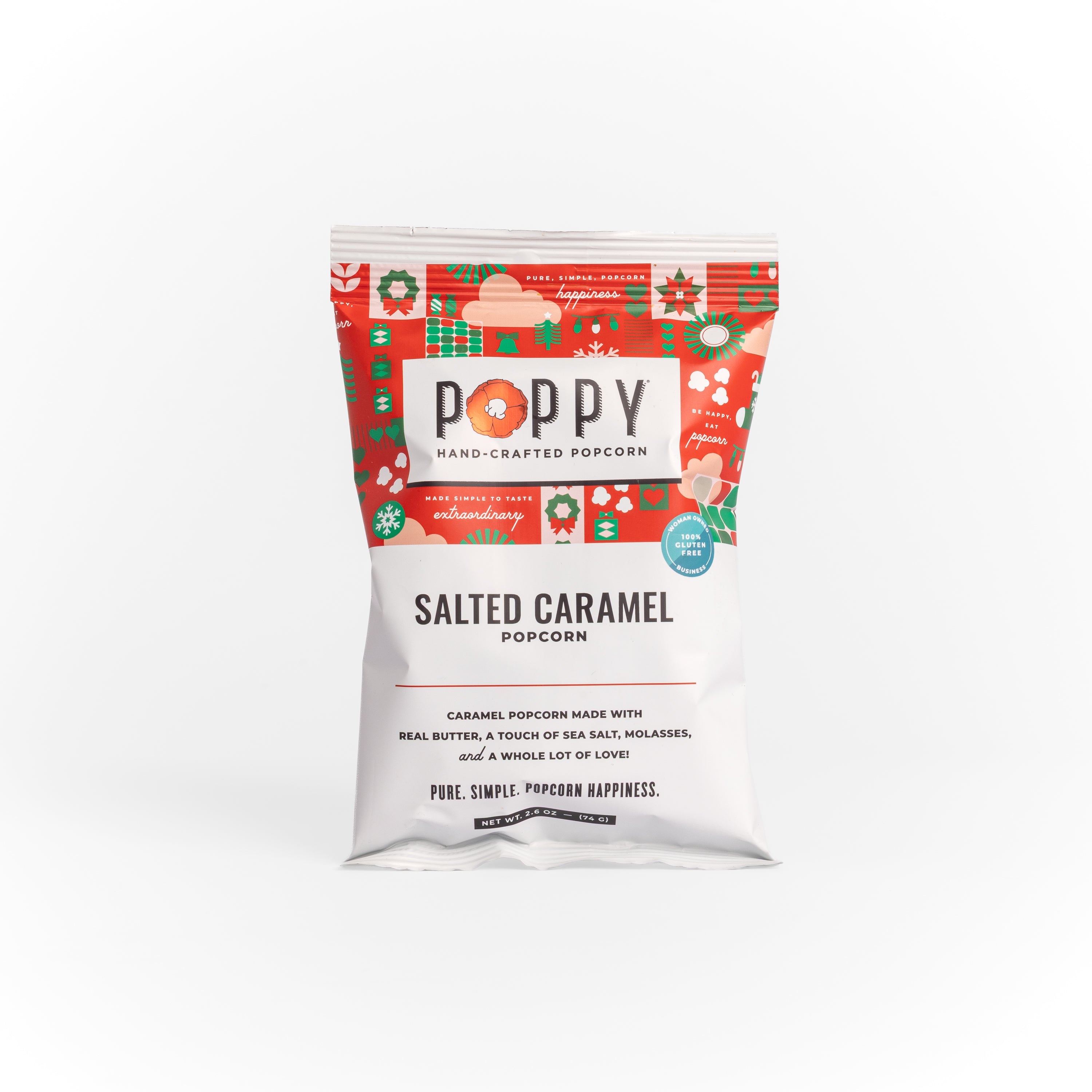 Holiday Salted Caramel Popcorn Snack Bag