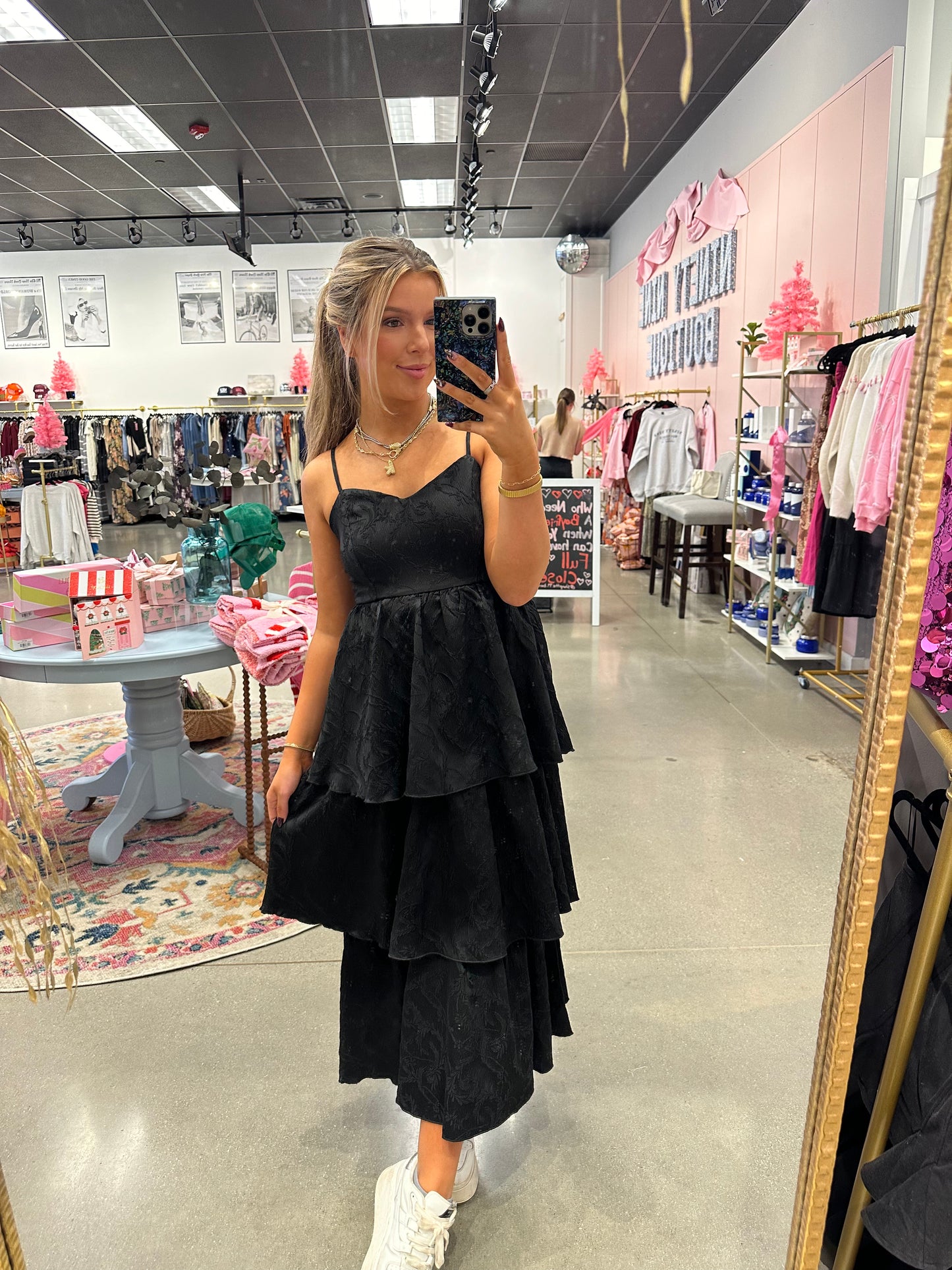 Black Tiered Midi Dress