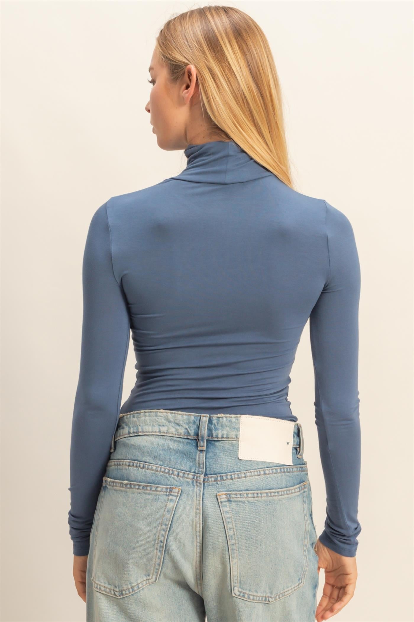 Navy Turtleneck Long Sleeve Top