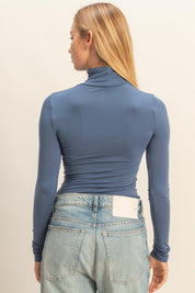 Navy Turtleneck Long Sleeve Top