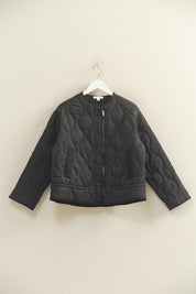 Black Quilted Peplum Outerwear Jacket
