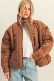 Brown Quilted Puffer Jacket