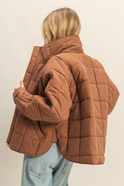 Brown Quilted Puffer Jacket