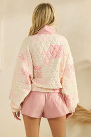 Pink Quilted Quarter Zip