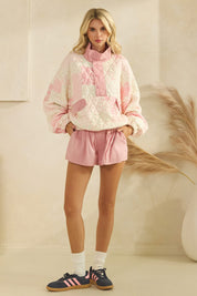 Pink Quilted Quarter Zip