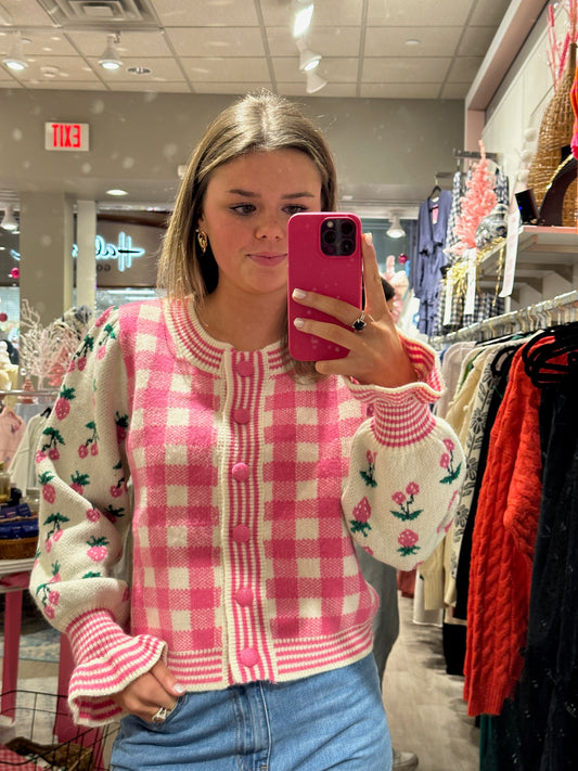 Pink Strawberry Cardigan - RTS