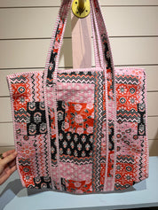 Pink Quilted Bohemian Tote Bag at Ninety Nine Boutique