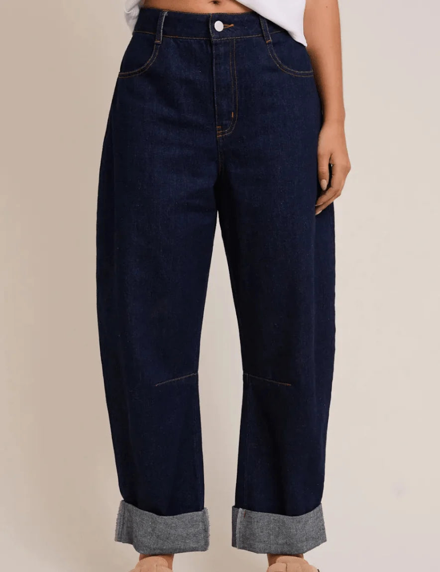 Denim Roll-up Barrel Pants