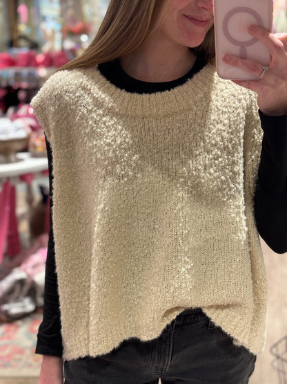 Cream Knit Sleeveless Top