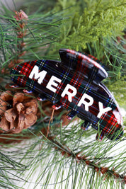 Navy Merry Plaid Claw Clip