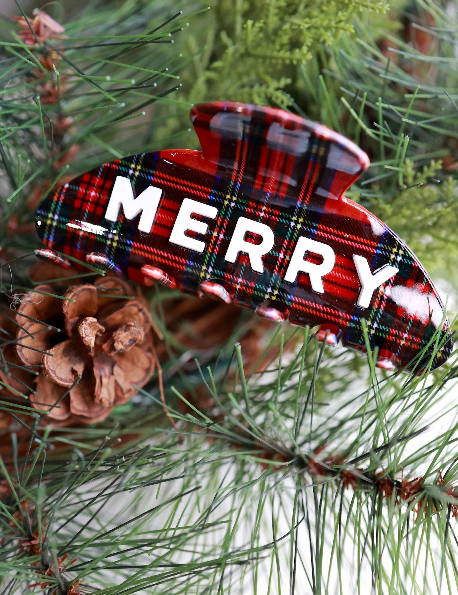 Red Merry Plaid Claw Clip