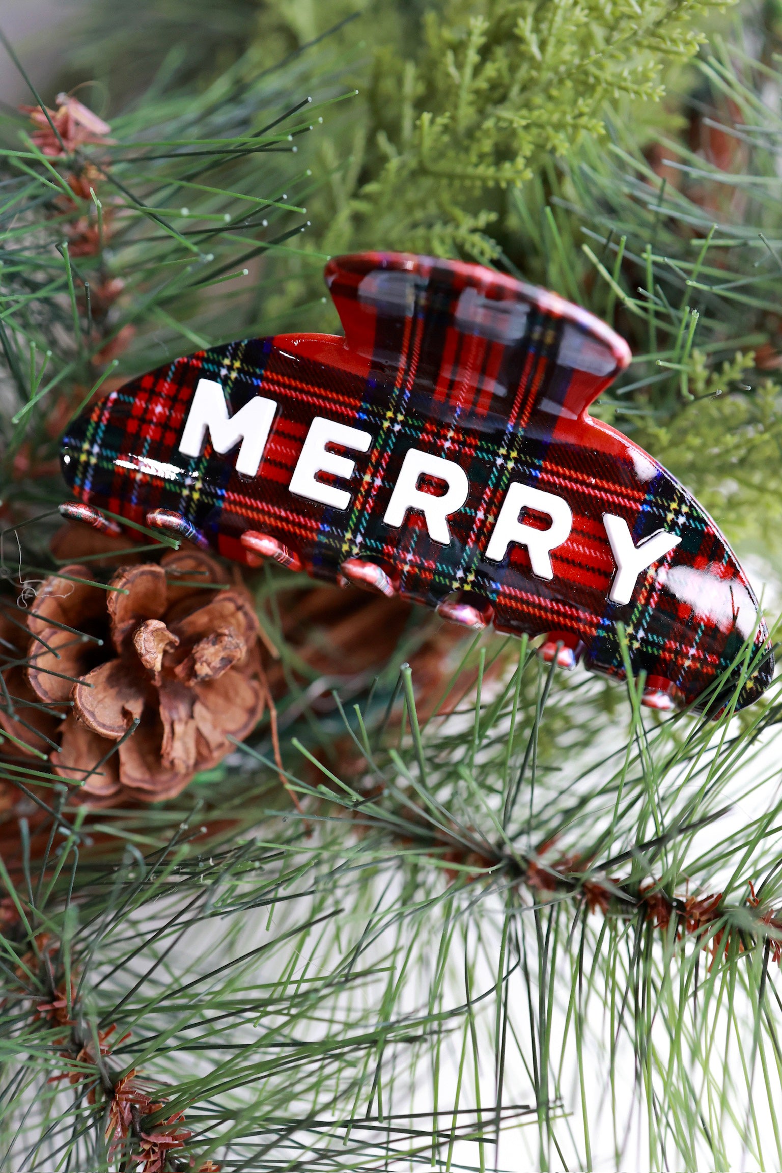 Red Merry Plaid Claw Clip