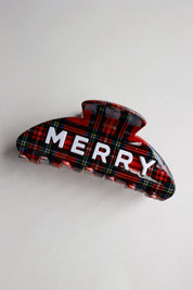 Red Merry Plaid Claw Clip