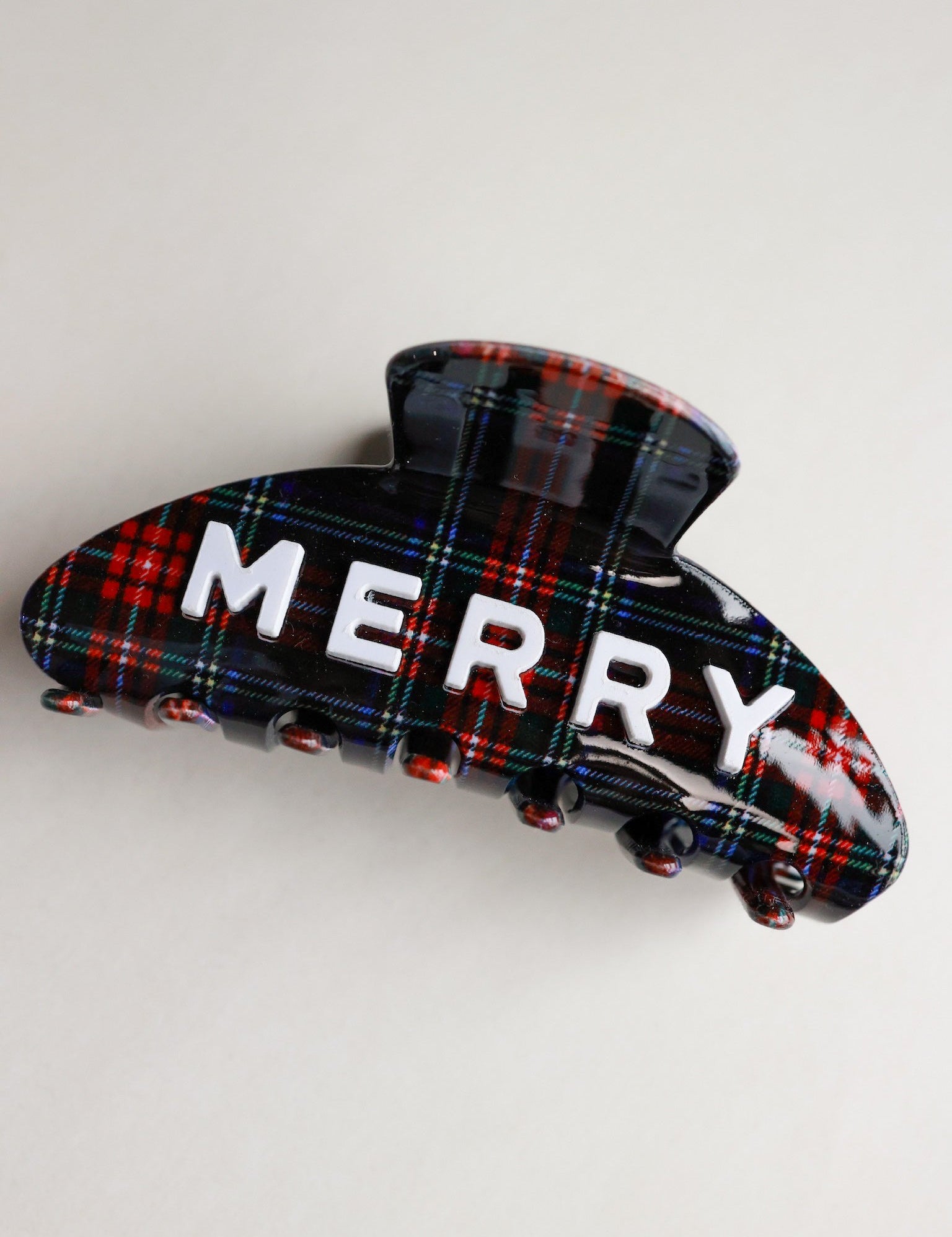 Navy Merry Plaid Claw Clip