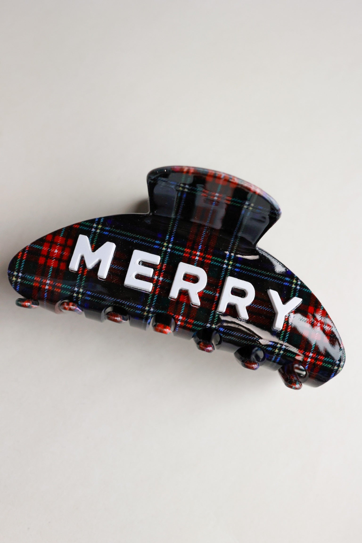 Navy Merry Plaid Claw Clip