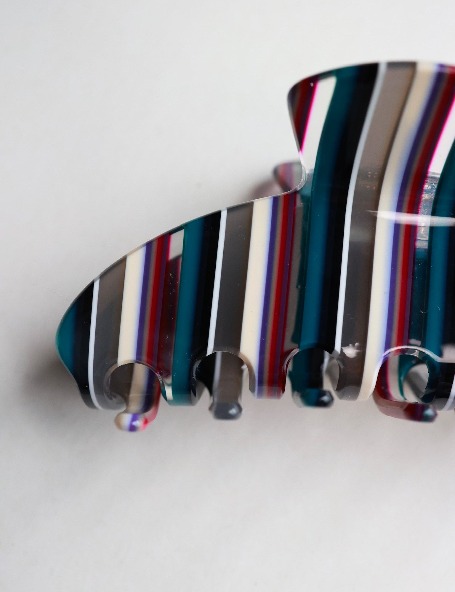 Burgundy & Teal Berry Stripe Claw Clip