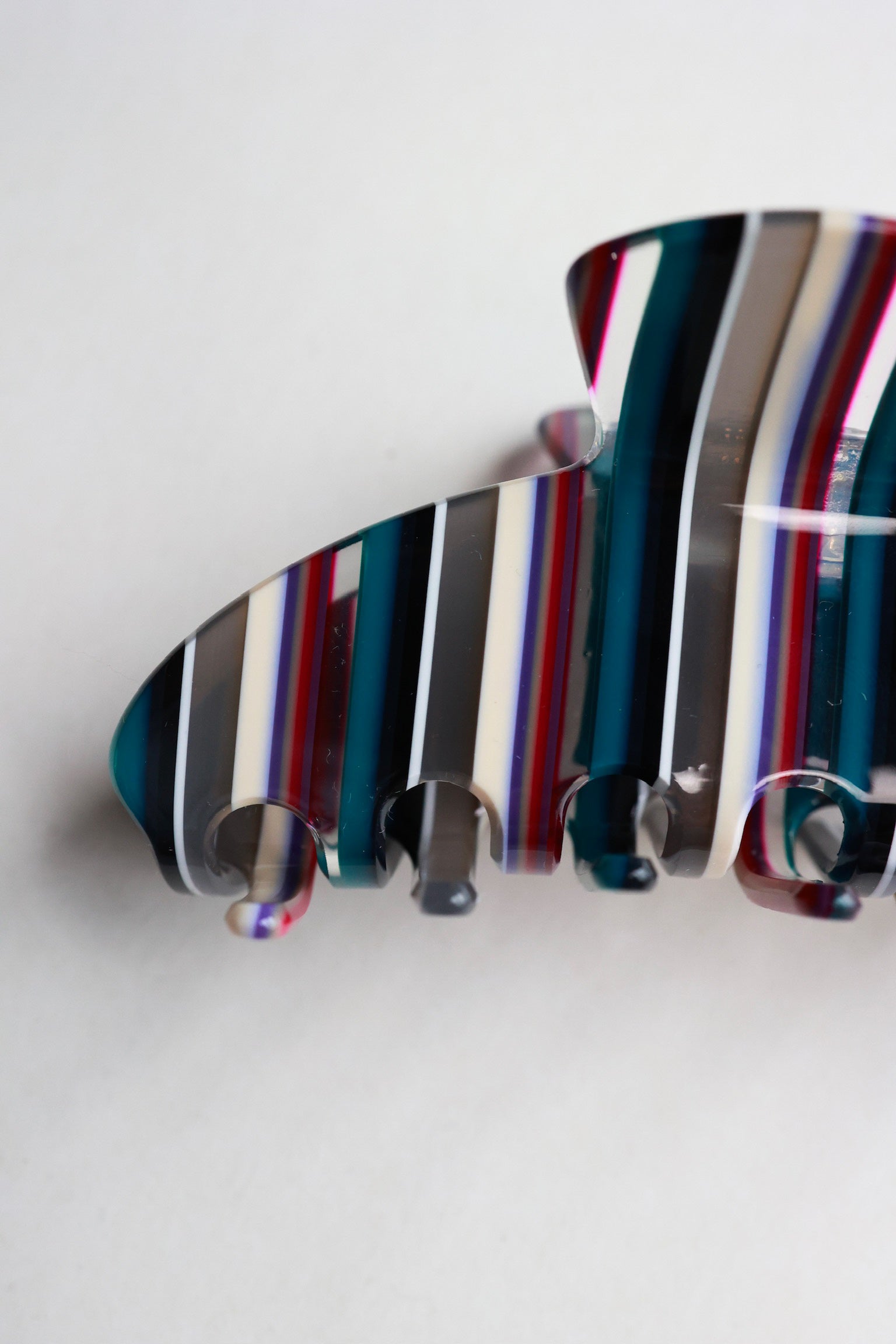 Burgundy & Teal Berry Stripe Claw Clip