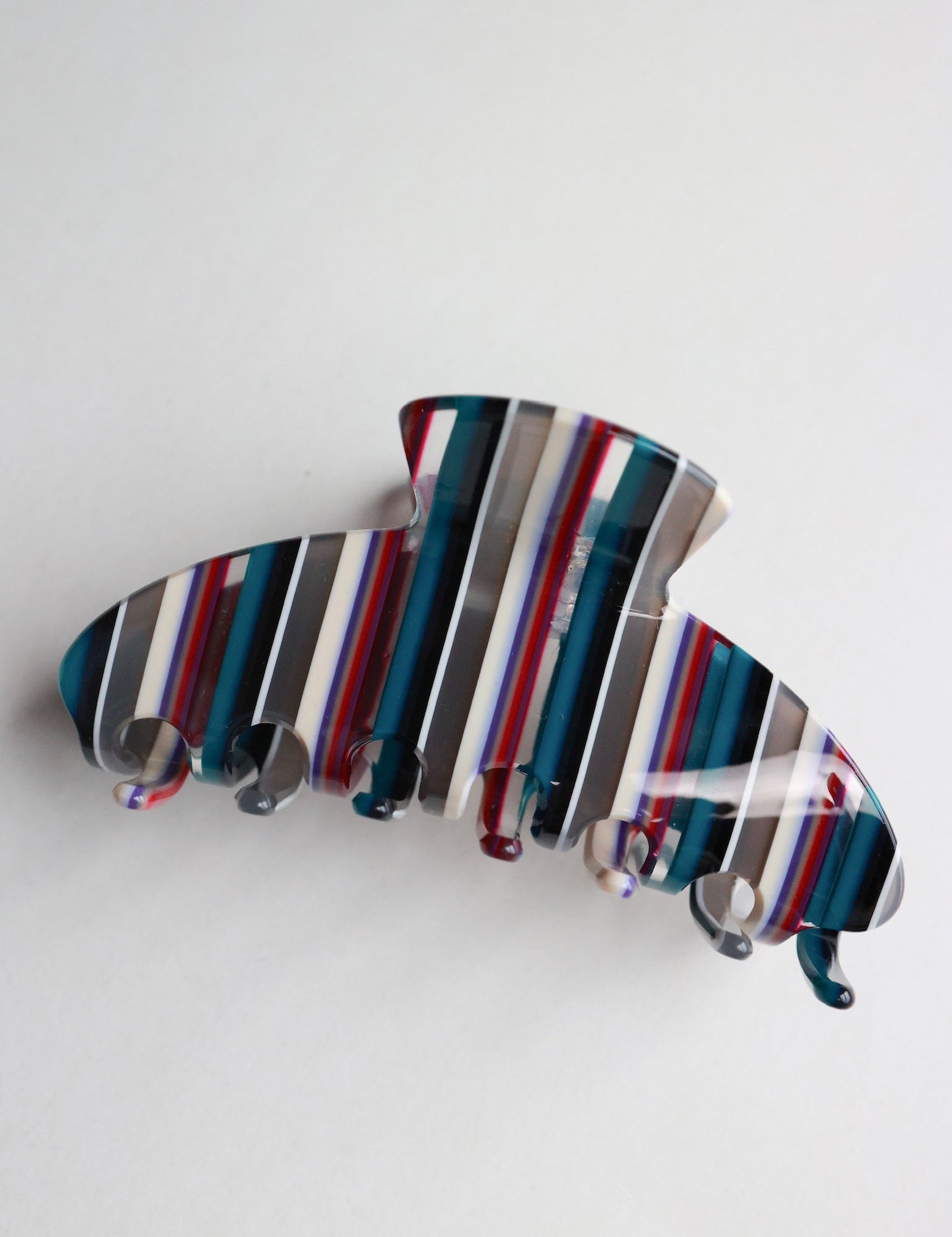 Burgundy & Teal Berry Stripe Claw Clip