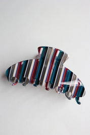 Burgundy & Teal Berry Stripe Claw Clip